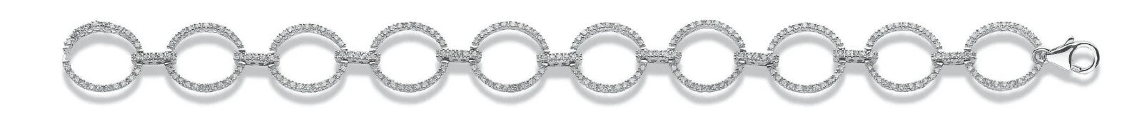 9ct White Gold 1.20ct Diamond Bracelet Open Circle Link Made in London