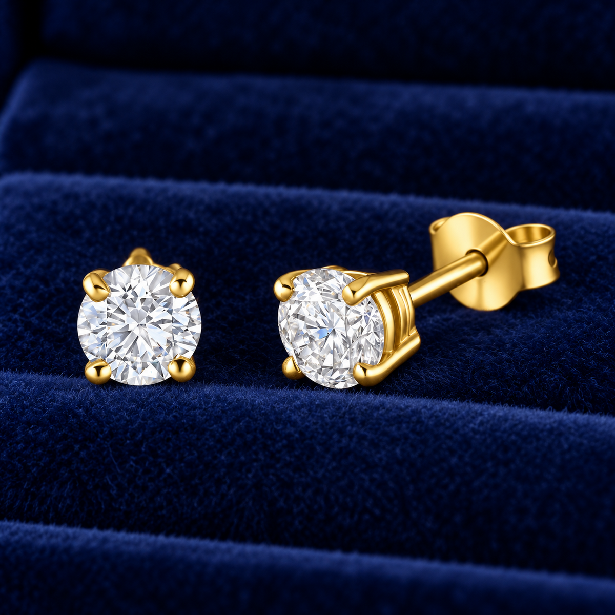 1 Carat Diamond Solitaire Earrings 18ct Yellow Gold Real Mined Premium Diamonds