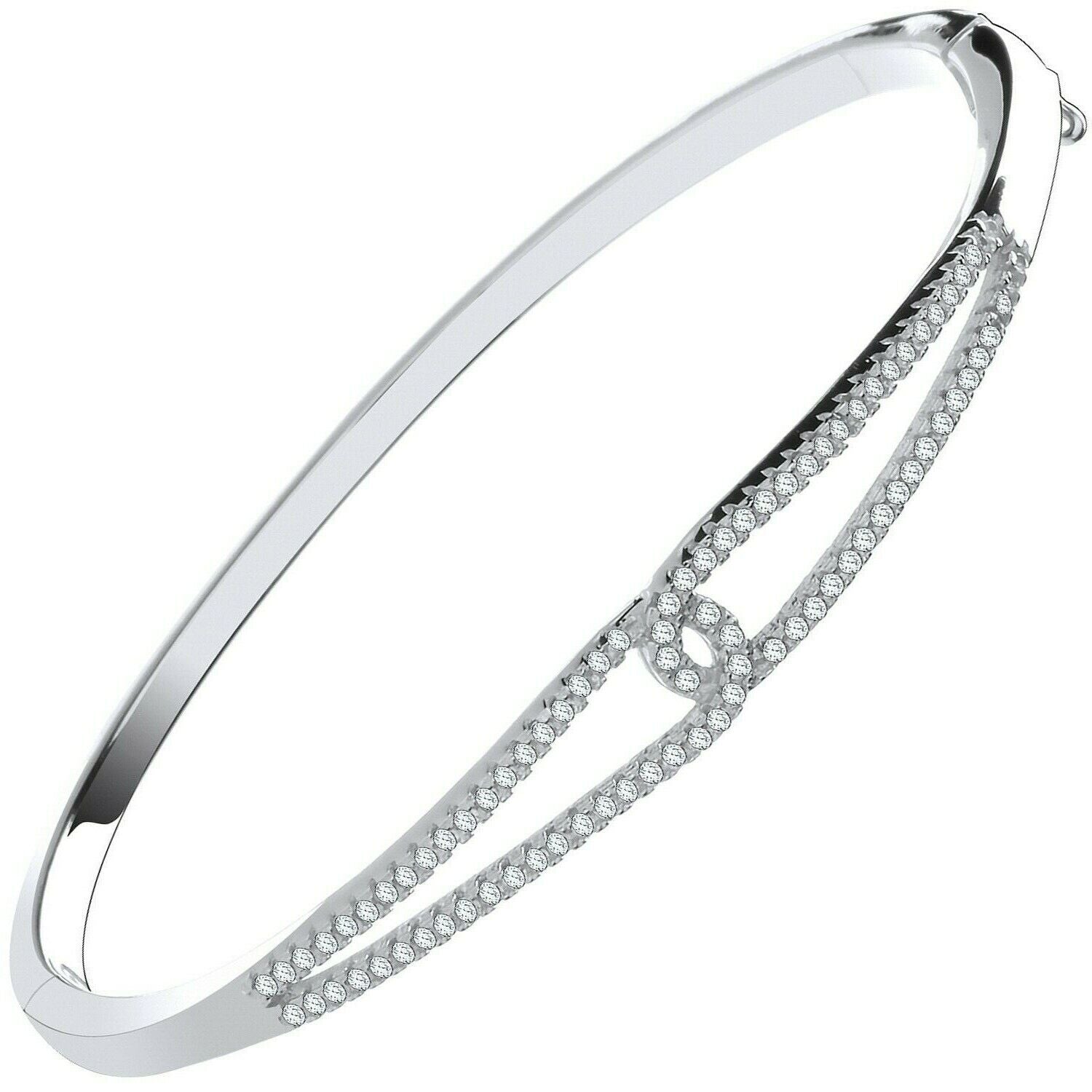 Sterling Silver Split Shank Ladies Hinged Bangle