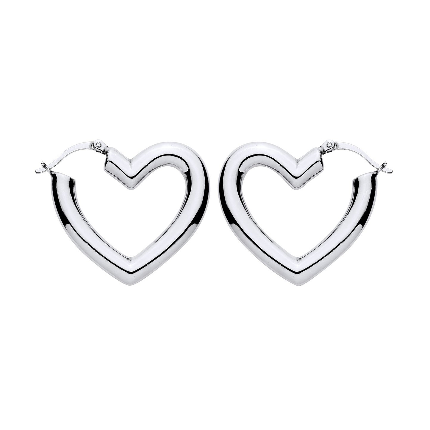 Sterling Silver Heart Hoop Earrings 30mm 925 Hallmarked