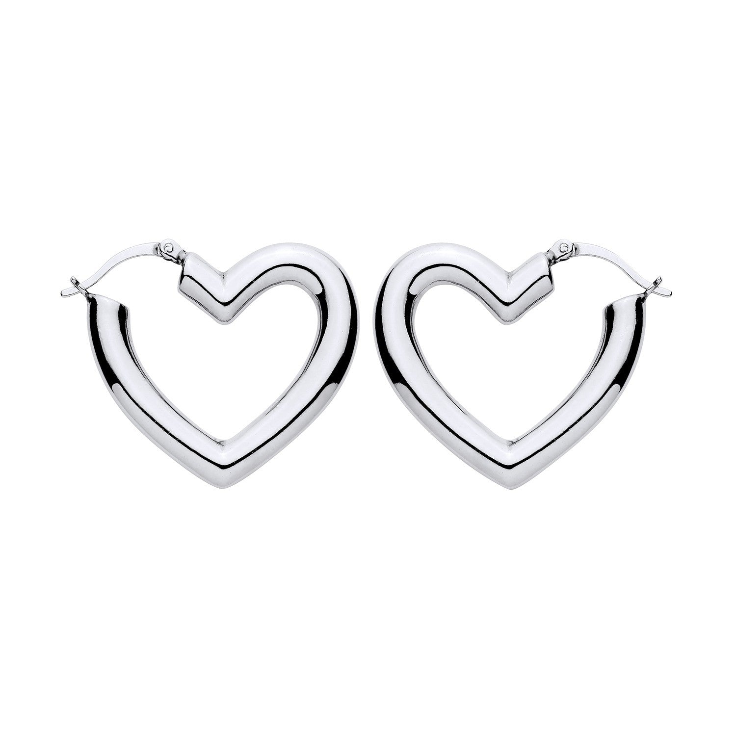 Sterling Silver Heart Hoop Earrings 30mm 925 Hallmarked