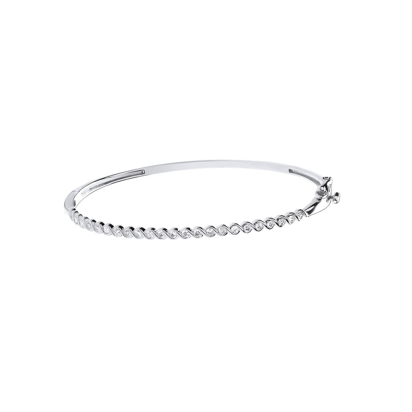 9ct White Gold 0.50ctw Ladies Diamond Bangle Made in London