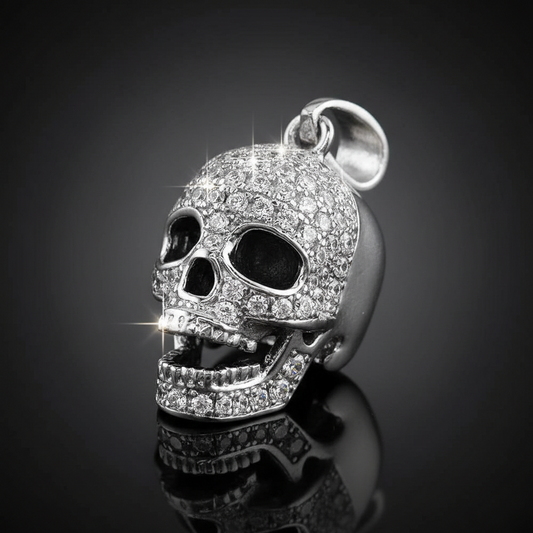 Skull Pendant Set With Gemstones Men's 925 Solid Sterling Silver 925 Hallmarked