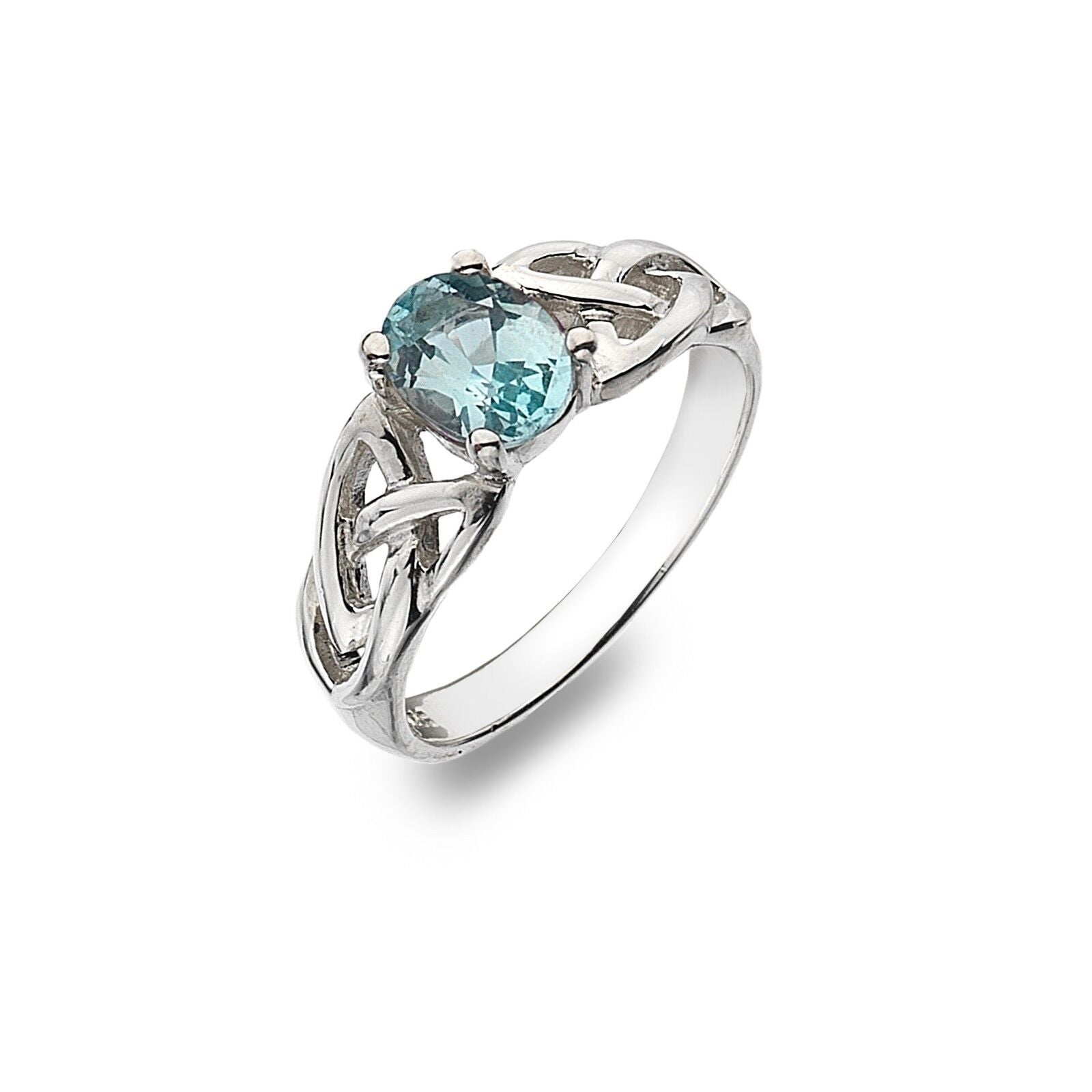 Blue Topaz Celtic Ring Sterling Silver 925 Hallmark Size J - Q Brand New Gift