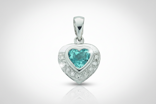 9ct White Gold 0.04ct Diamond & 0.85ct Blue Topaz Diamond Pendant