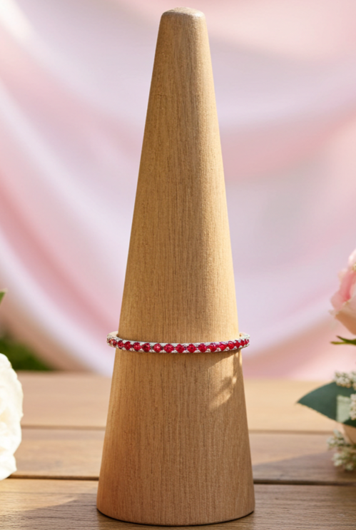 18ct Gold Ruby Full Eternity Ring on Solid Sterling Silver 925 Hallmark