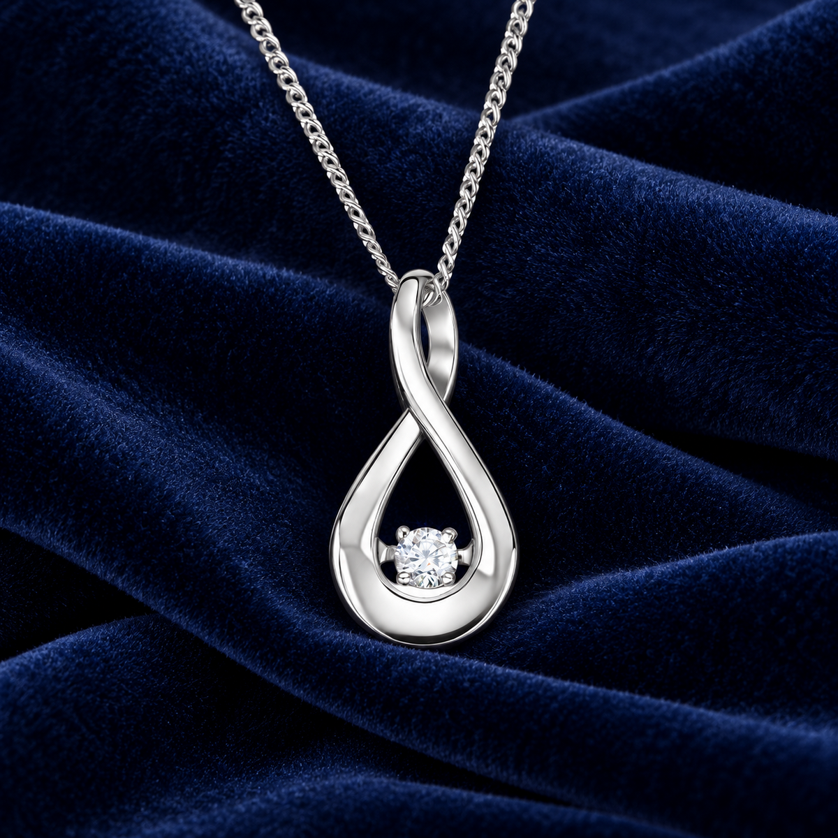 Moving Dancing Diamond Pendant 9ct White Gold 18" Chain Real Genuine Diamond