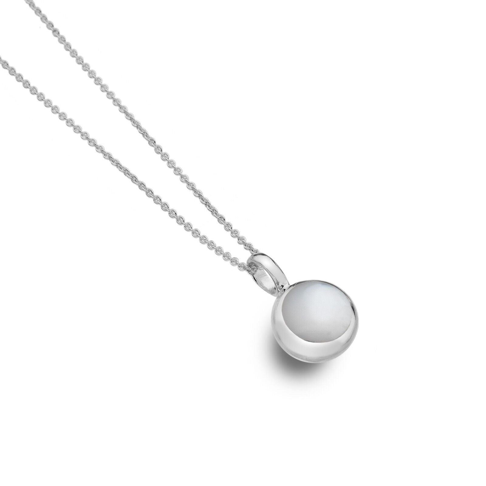 Mother of Pearl Pendant Solid Silver Real Stone 925 Hallmarked All Chain Lengths