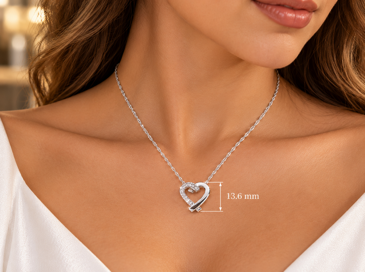 Elegant Diamond Heart Pendant Necklace 9ct White Gold 18" Love Jewellery Gift