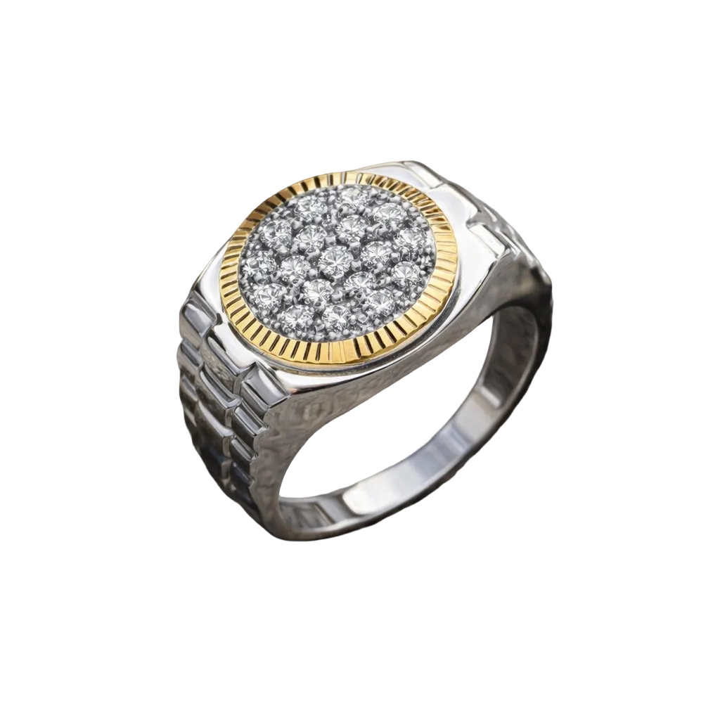 Men's Natural Diamond Ring Solid Yellow and White Gold 0.20ctw Hallmarked