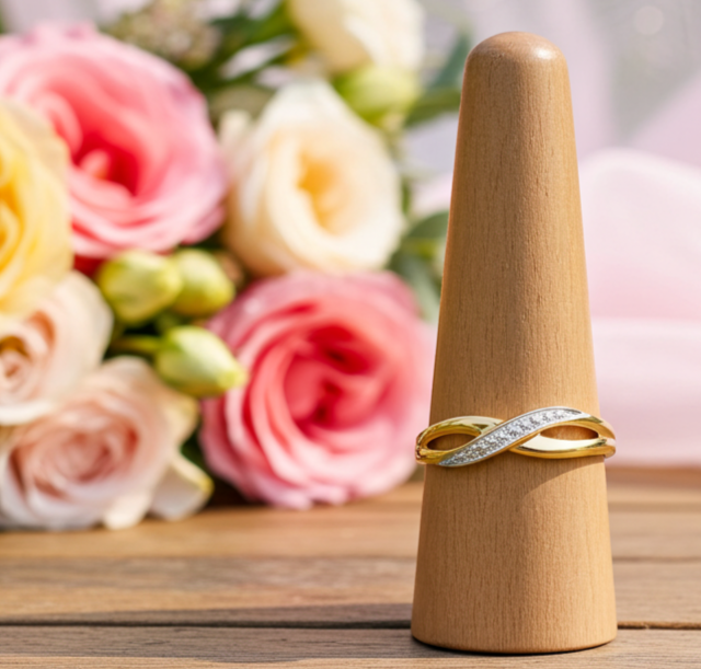 Natural Diamond Crossover Eternity Ring 18ct Gold on Solid Sterling Silver 925