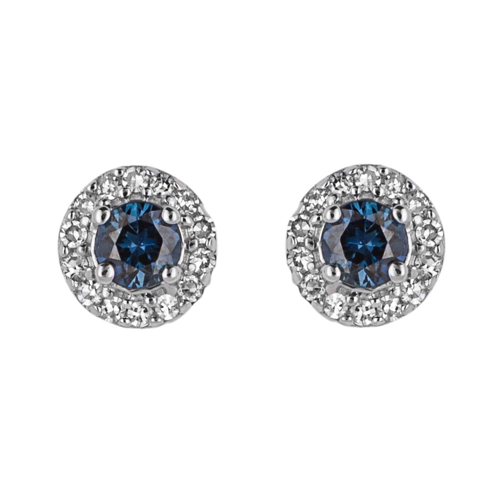 9ct White Gold Sapphire and Diamond Pendant and Earrings Set 16 18 or 20" Chain
