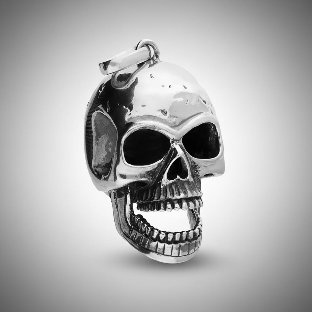 Large Skull Pendant Men's 925 Solid Sterling Silver 925 Hallmarked