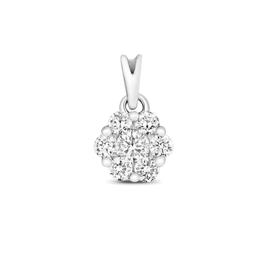 Diamond Cluster Pendant White Gold 0.25ct Premium Diamond Round Cluster
