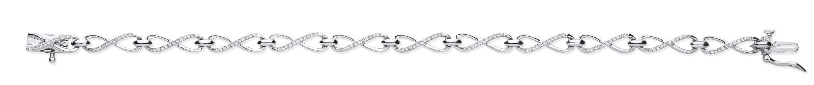 9ct White Gold 0.25ct Diamond Infinity Link Bracelet Made in London