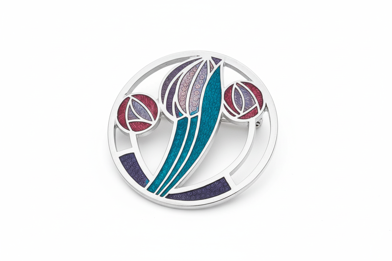 Mackintosh Brooch Tulip and Rose Silver Plated Brand New Gift Packaging
