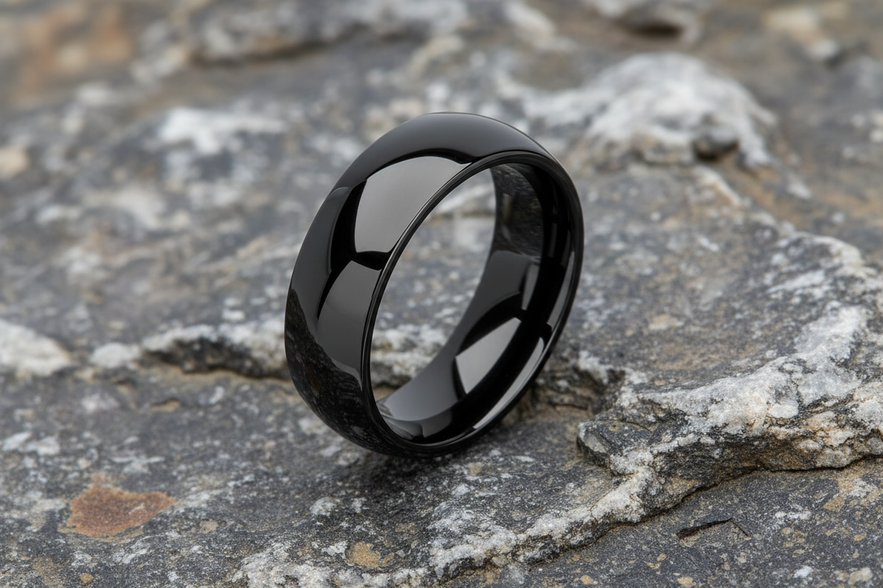 Fred Bennett Black Plated Tungsten Ring 8mm Wide Band  R3861