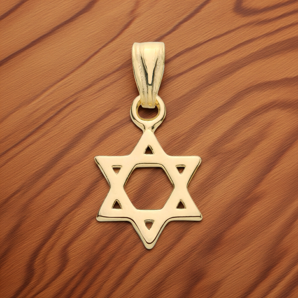 Star of David Pendant 18ct Gold on Sterling Silver 925 Hallmark 9mm Diameter