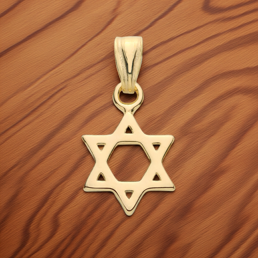 Star of David Pendant 18ct Gold on Sterling Silver 925 Hallmark 9mm Diameter