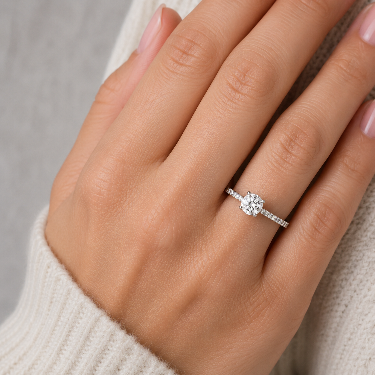 Brilliant Cut Solitaire Engagement Ring Solid Sterling Silver 925 Size K - S