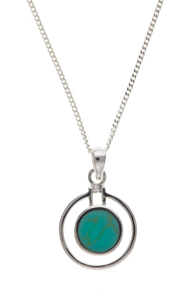 Real Turquoise Pendant and Earrings Set Solid Sterling Silver 925 18" Chain