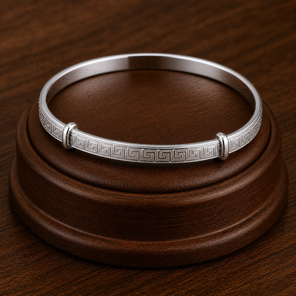 Ladies Greek Key Expandable Bangle Sterling Silver 925 Hallmarked Bracelet