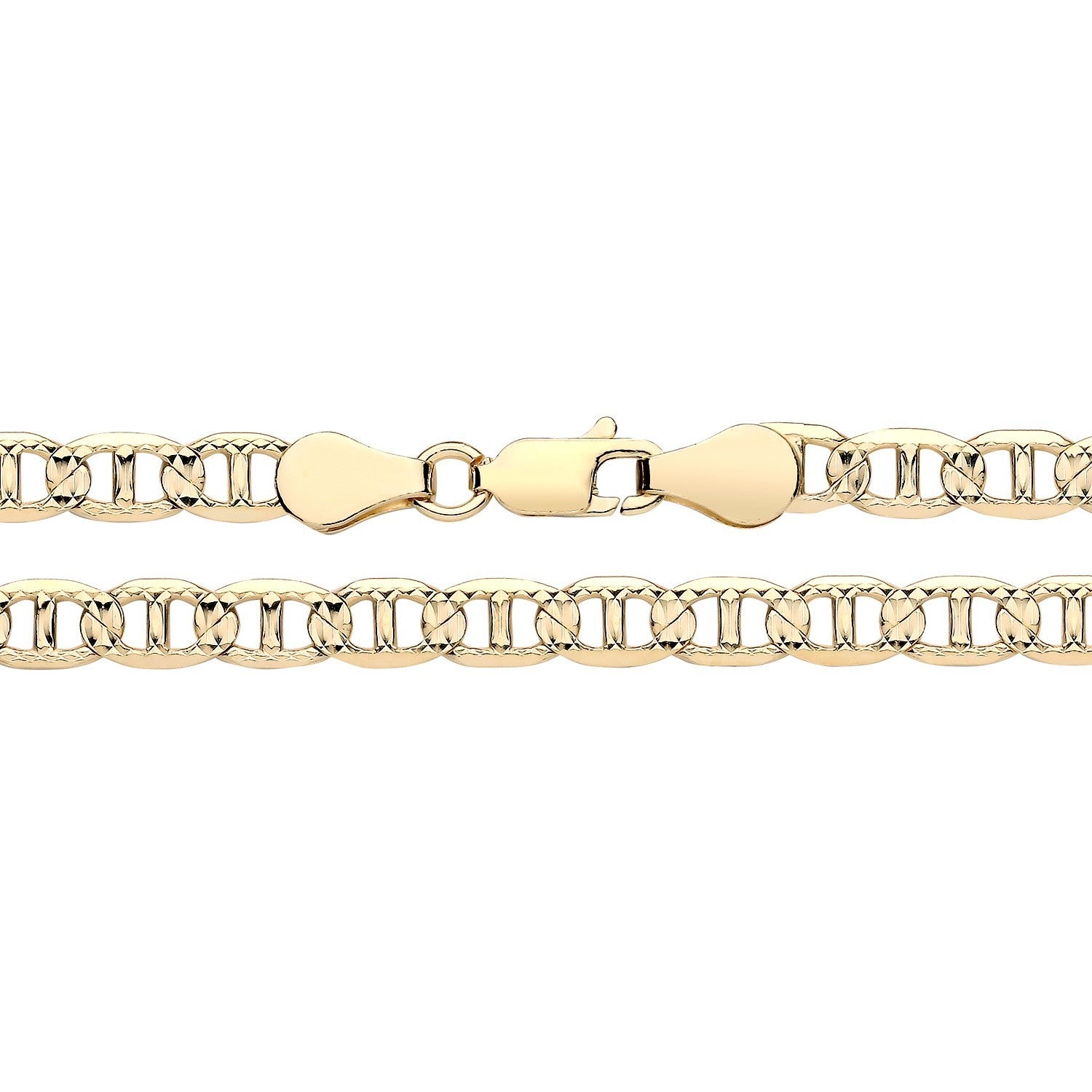18ct Gold Men's Anchor Mariner Bracelet on Solid Silver Diamond Cut Hallmarked