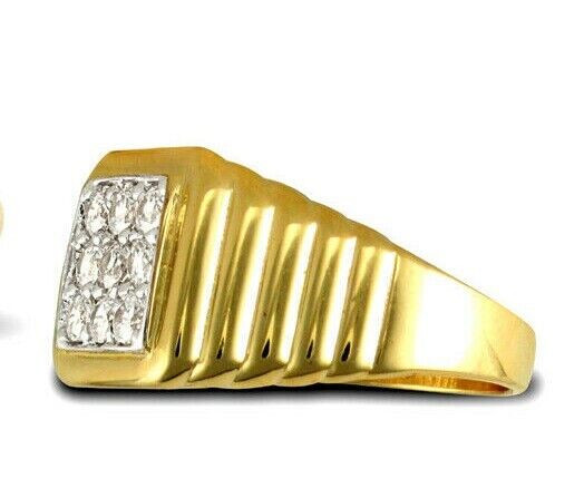 9ct yellow Gold Gents Square Signet Ring Gemstone Hallmarked