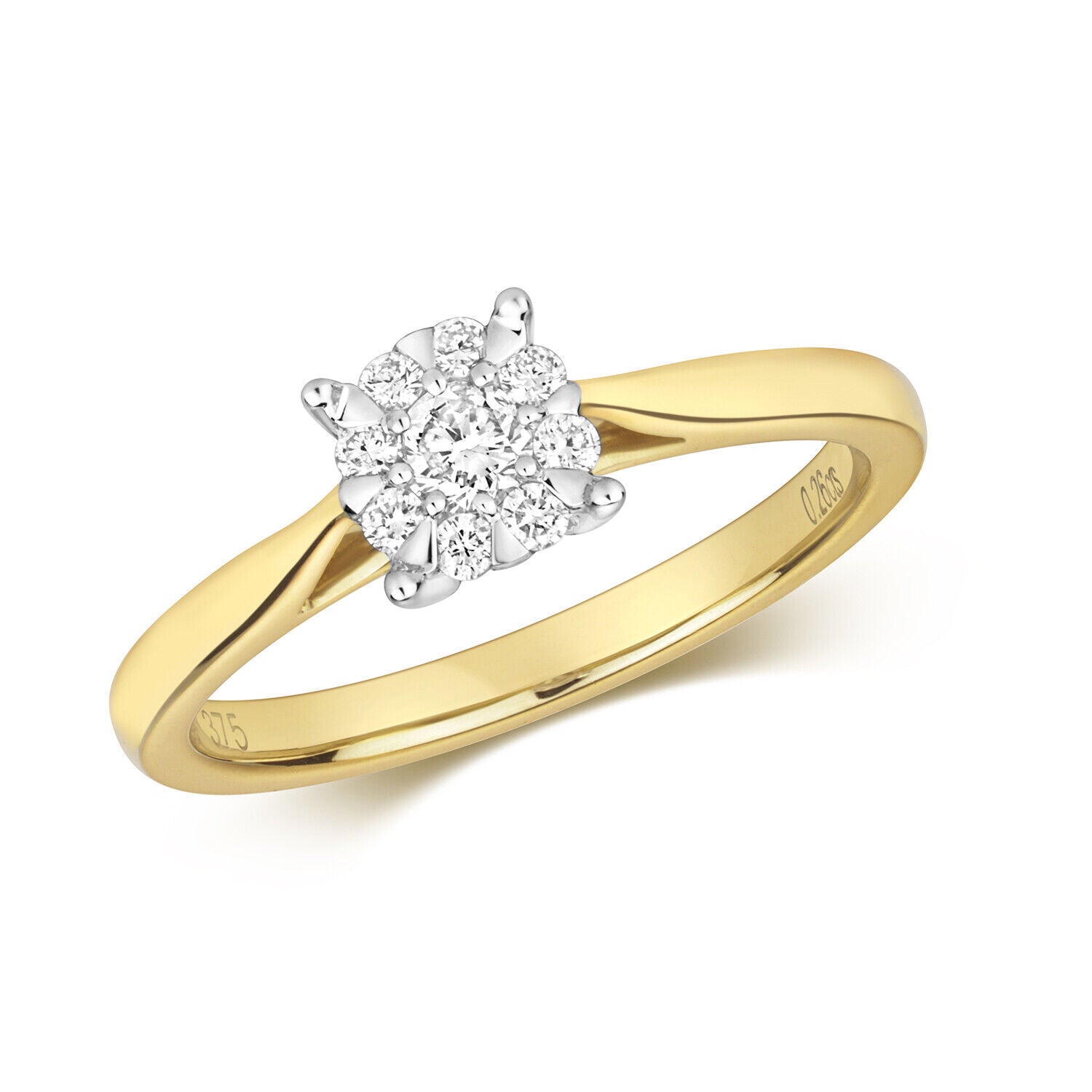Real Diamond Engagement Ring 9ct Yellow Gold Brilliant Set Solitaire Size J-Q