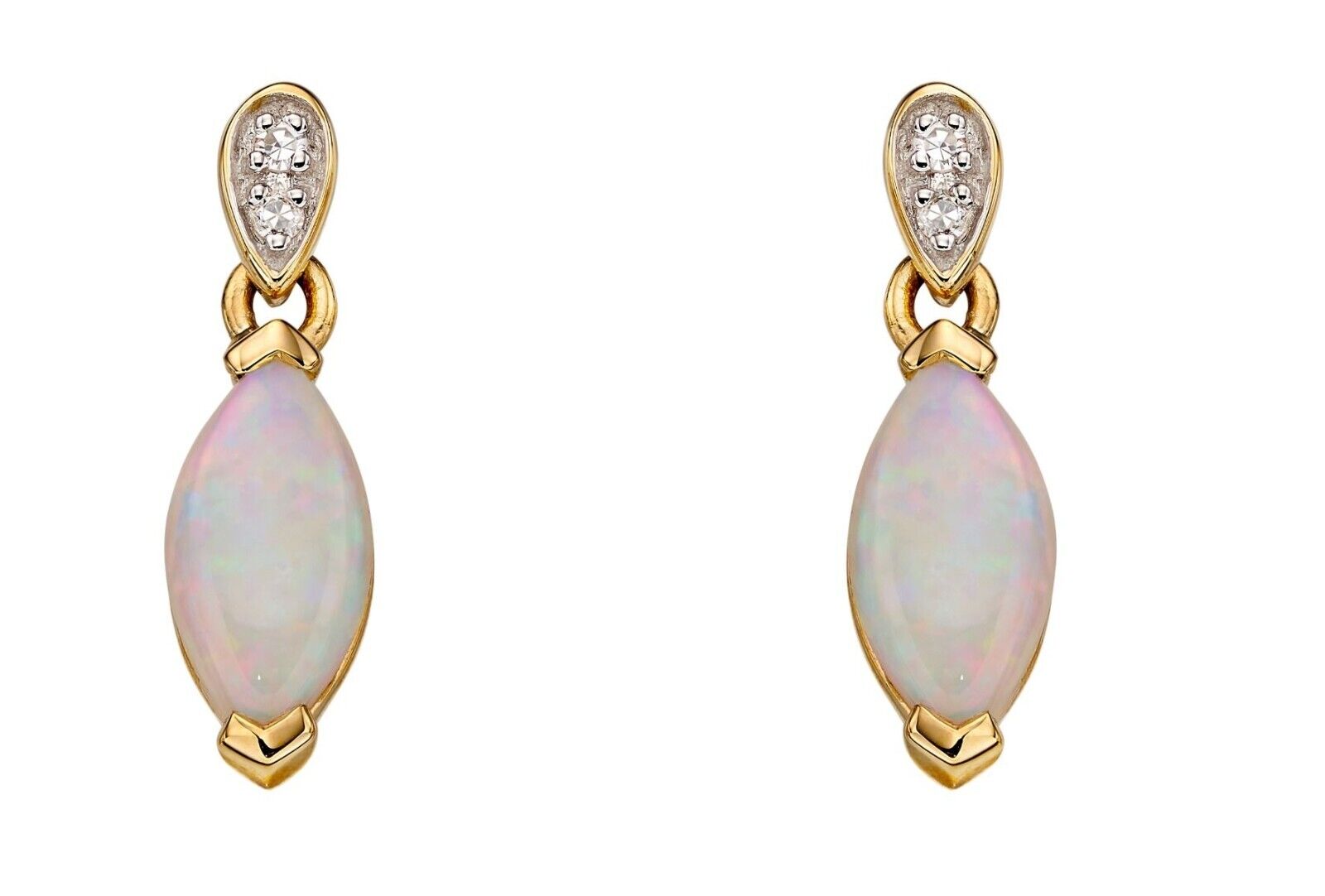 Real Opal and Diamond Set Yellow Gold Pendant Earrings 16 18 or 20" Chain
