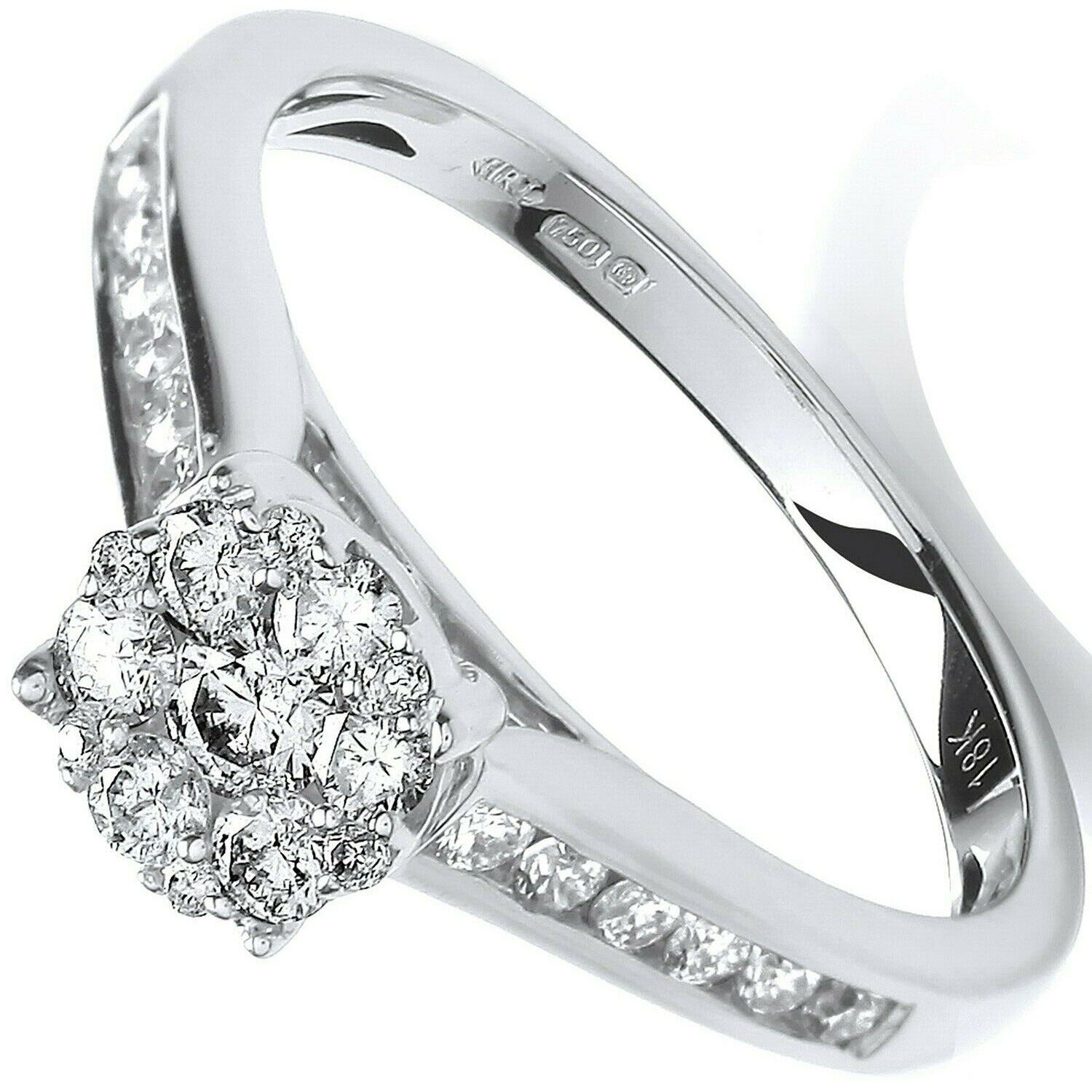 Real Diamond Ring 18ct White Gold 0.50 Carat Weight of Diamonds