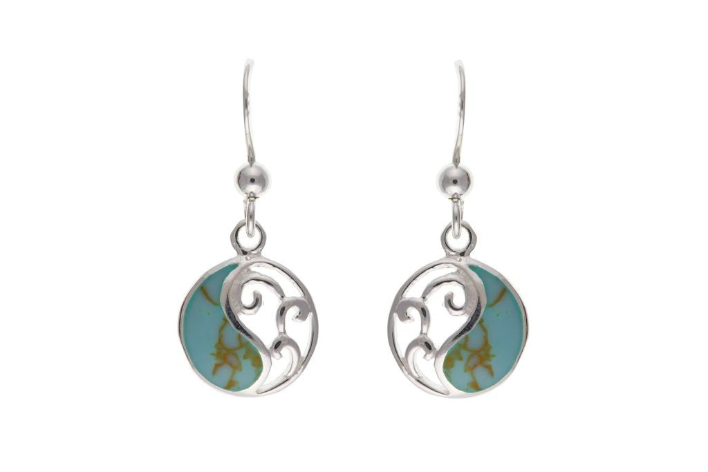 Real Turquoise Matching Set Pendant and Drop Earrings Solid Sterling Silver 18"