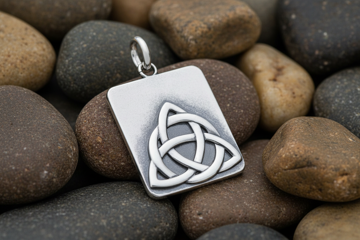 Fred Bennett Oxidized Rectangular Trinity Pendant Solid Silver Free Engraving