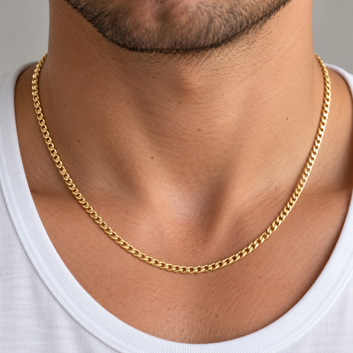 18ct Gold Franco Chain on Solid Silver 18" 3mm Wide British Made Hallmarked