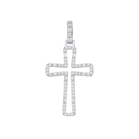 9ct White Gold 0.40ct Diamond Cross Pendant Hallmarked