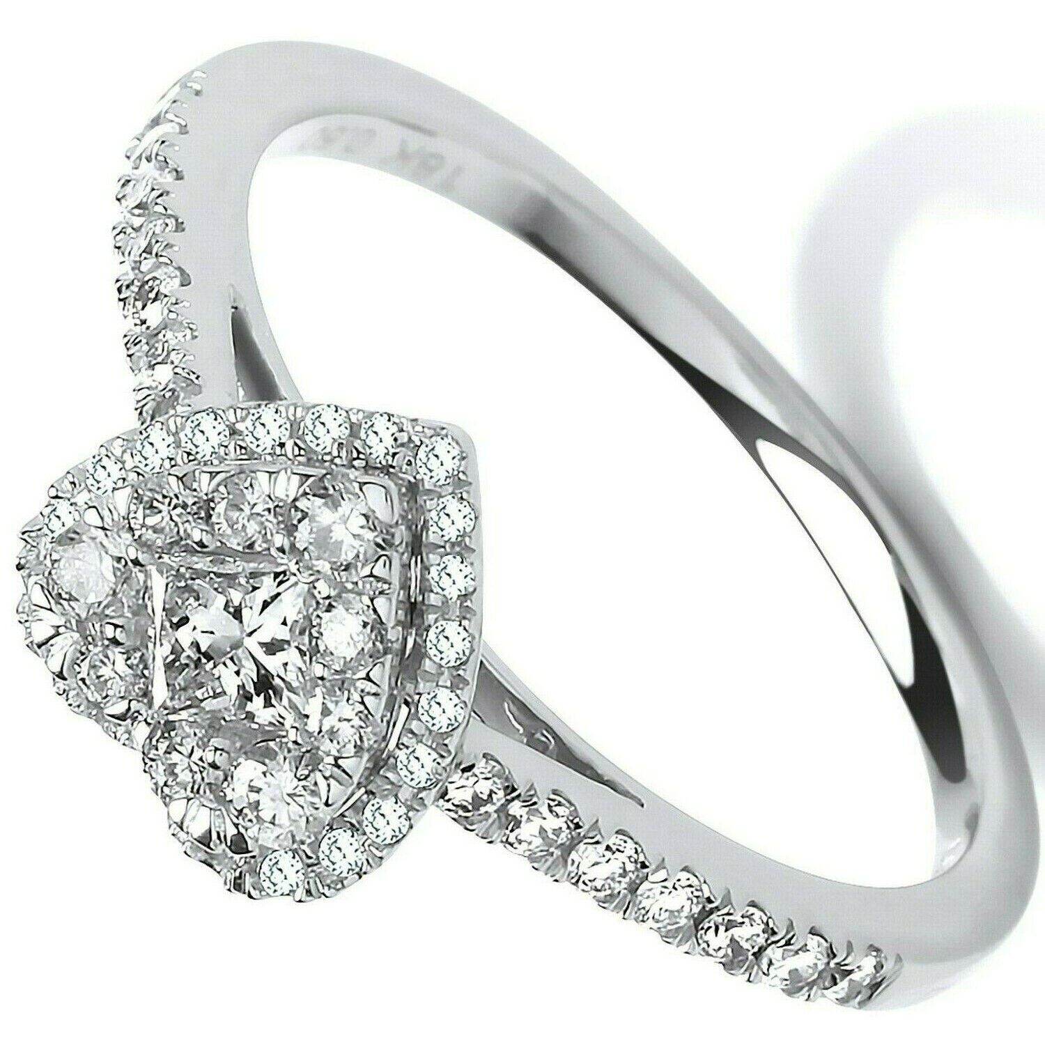 Real Diamond Heart Ring 18ct White Gold 0.50 Carat Weight of Diamonds
