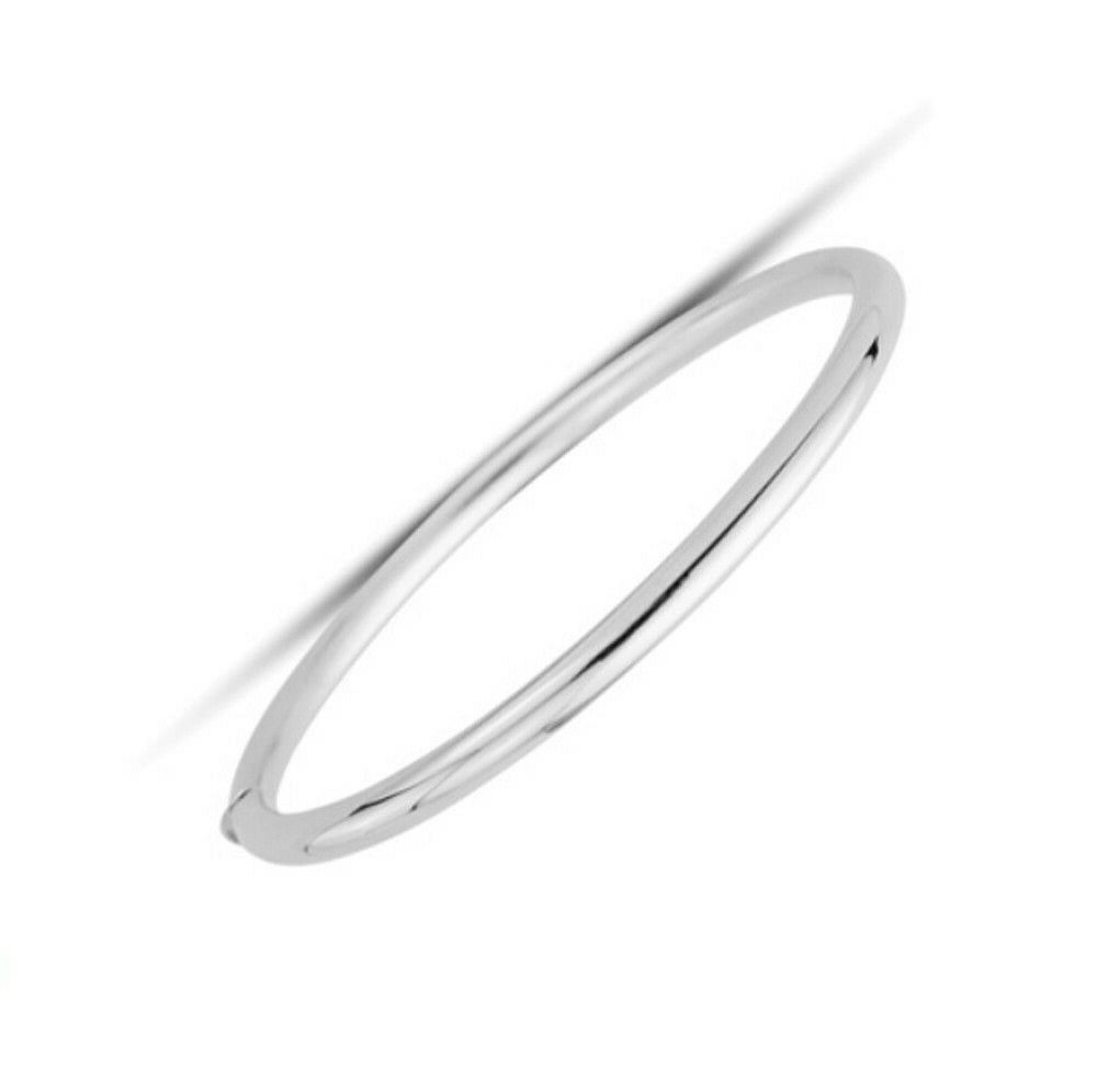 9ct White Gold Oval Bangle Plain Hinged Hallmarked Ladies Bracelet