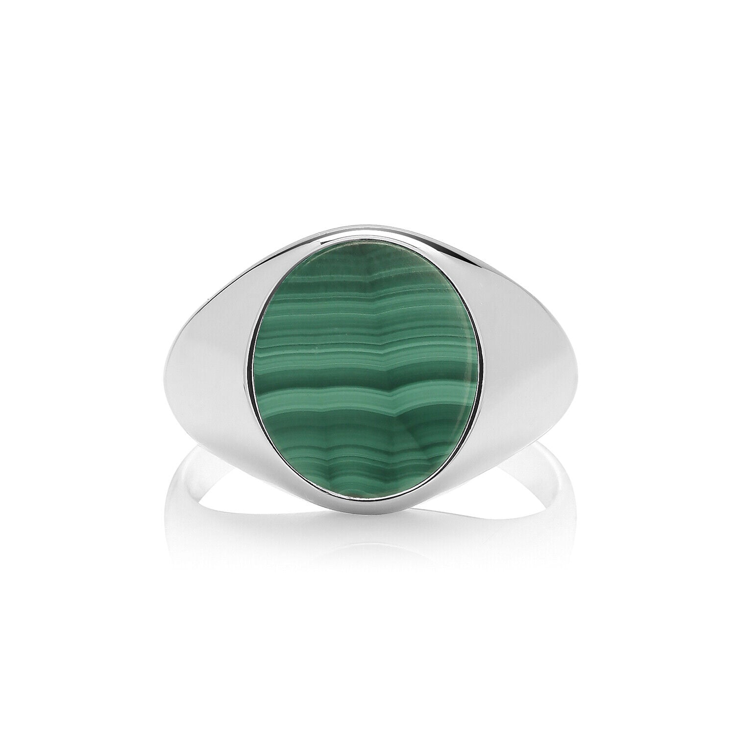Men's Malachite Signet Ring Gents Solid Sterling Silver Engagement size O - Z
