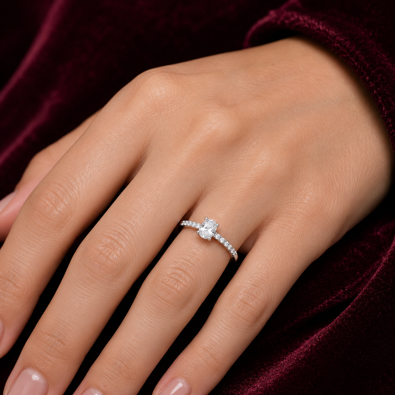 Oval Solitaire Engagement Ring Solid Sterling Silver 925 Size J-T