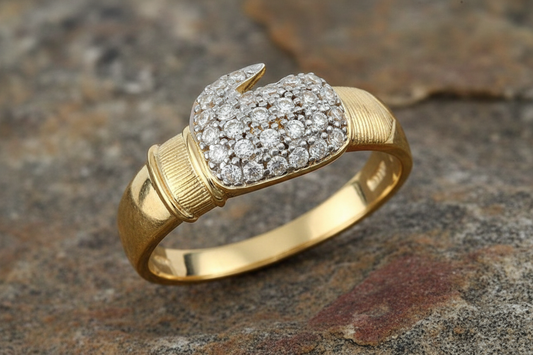 9ct Yellow Gold Cubic Zirconia Boxing Glove Ring Fully Hallmarked