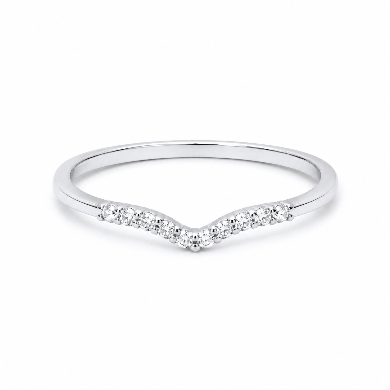 Sterling Silver Wishbone Eternity Band Ring 925 Hallmark