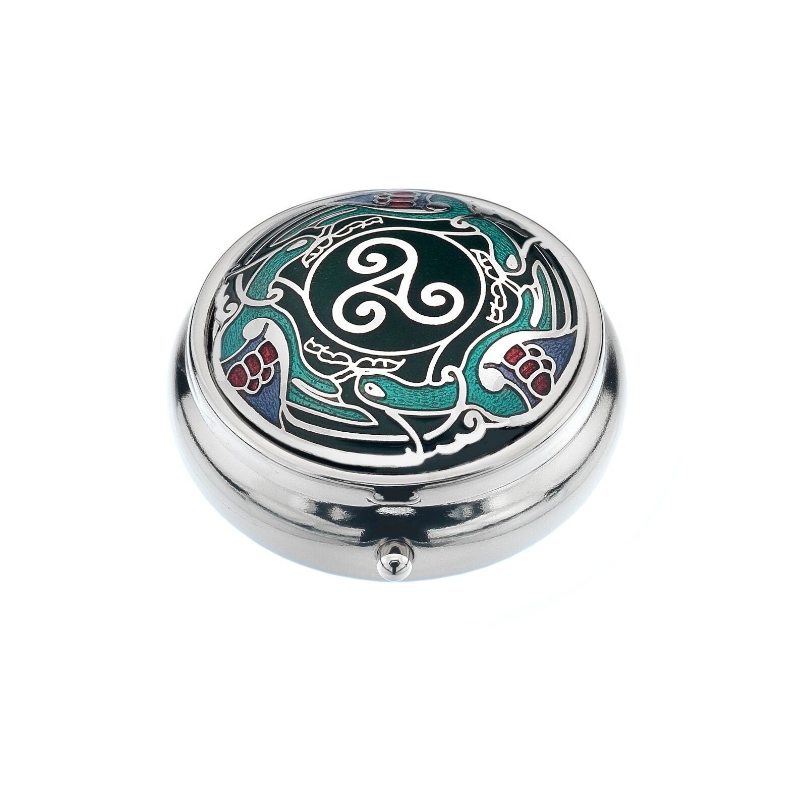 Pillbox Silver Plated Celtic Birds Triskele Brand New and Boxed