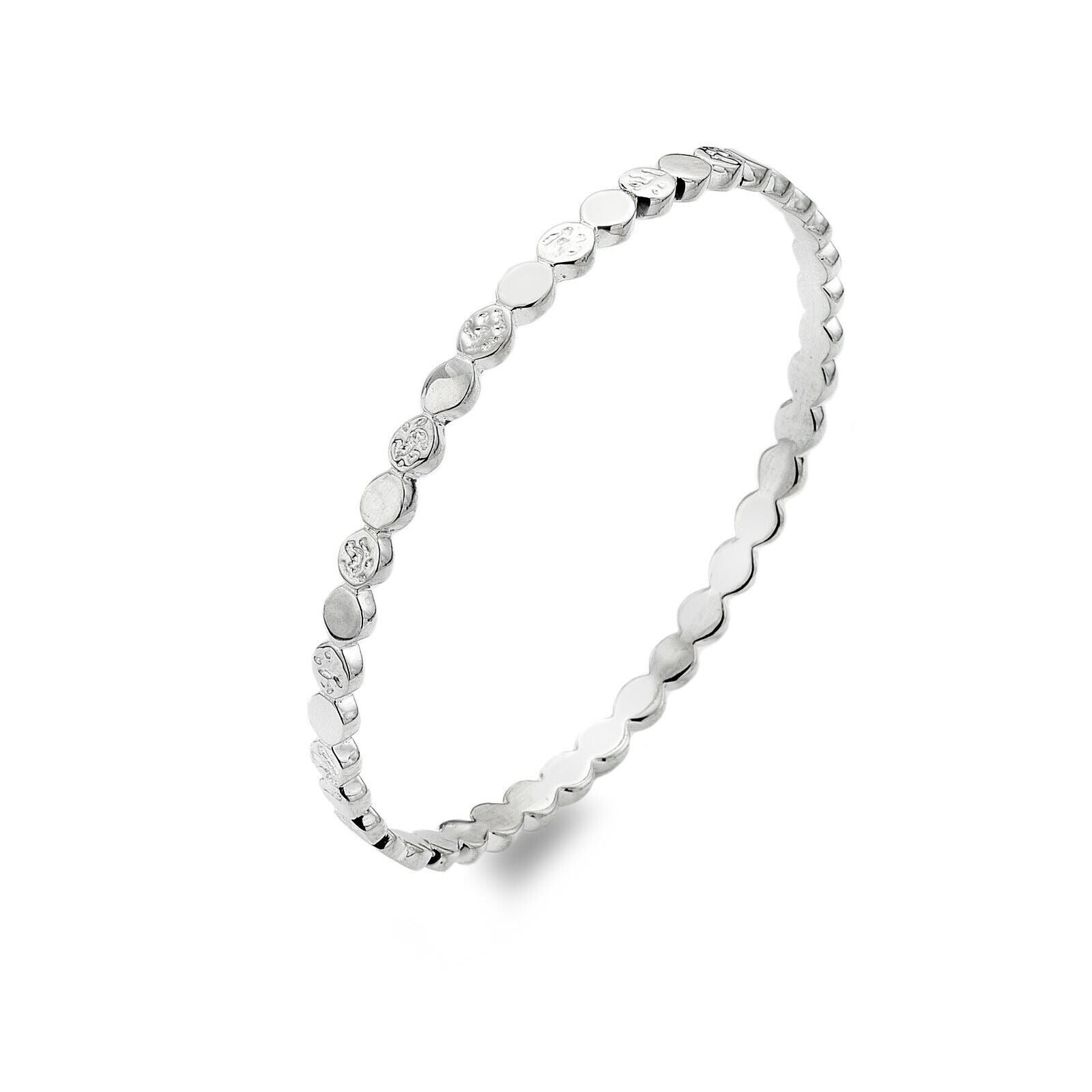Stepping Stone Pebble Bangle Solid Sterling Silver Hallmarked Luxury Box
