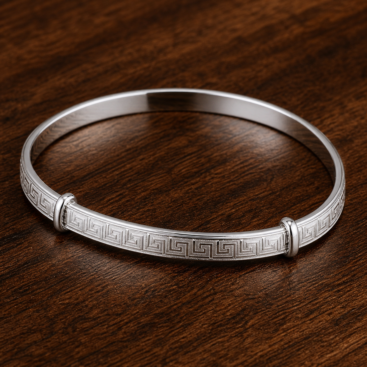 Ladies Greek Key Expandable Bangle Sterling Silver 925 Hallmarked Bracelet