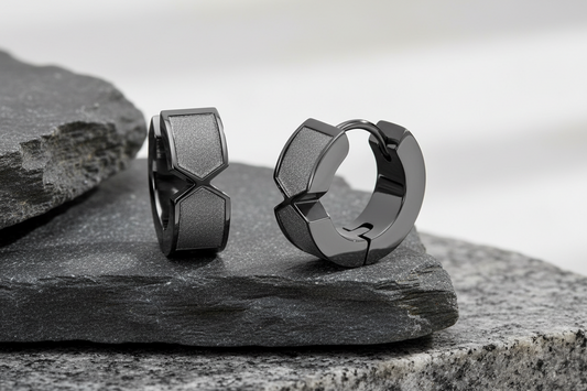 Fred Bennett Gunmetal Plated Chevron Hoop Earrings E6396