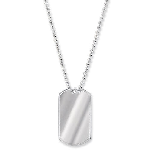 Sterling Silver Dog Tag 24" Ball Chain Hallmarked 16.5 Grams Free Engraving