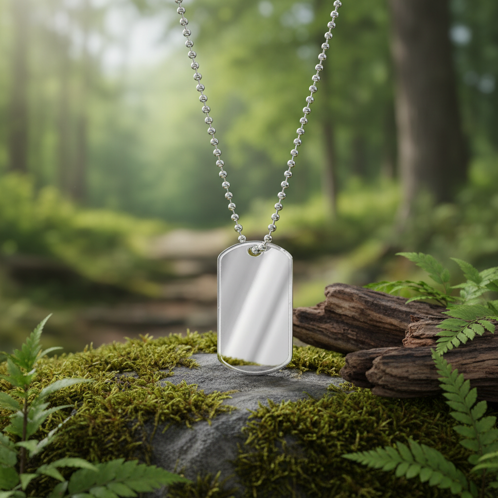 Sterling Silver Dog Tag 24" Ball Chain Hallmarked 16.5 Grams Free Engraving