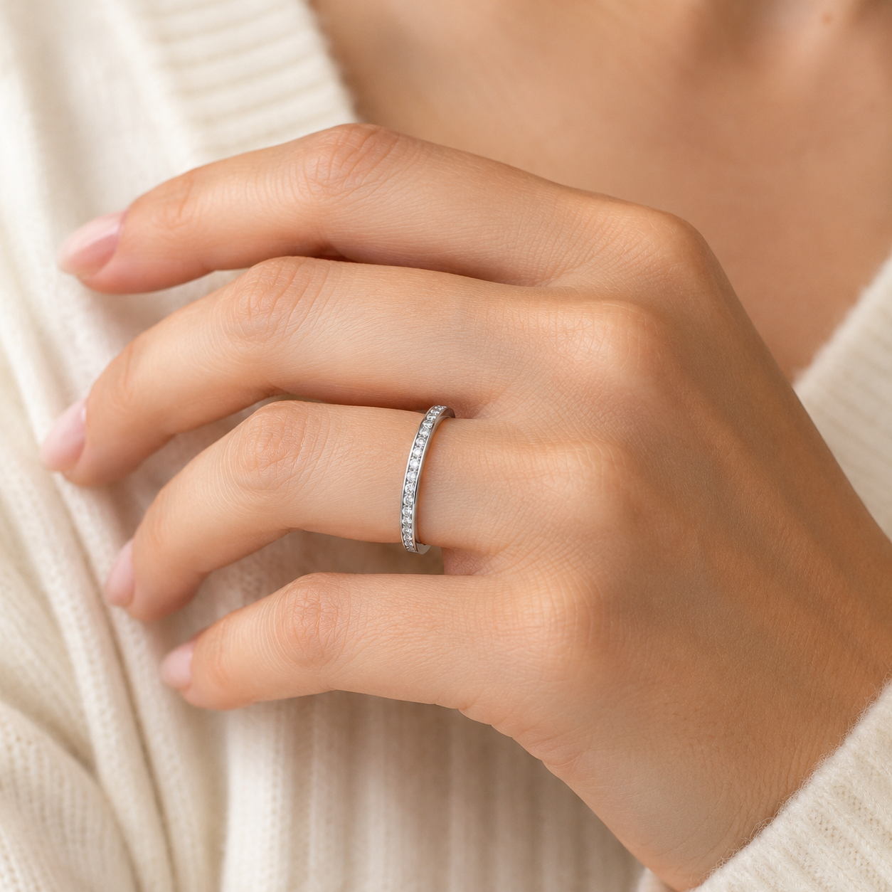Sterling Silver Gold Eternity Band Ring Channel Setting 925