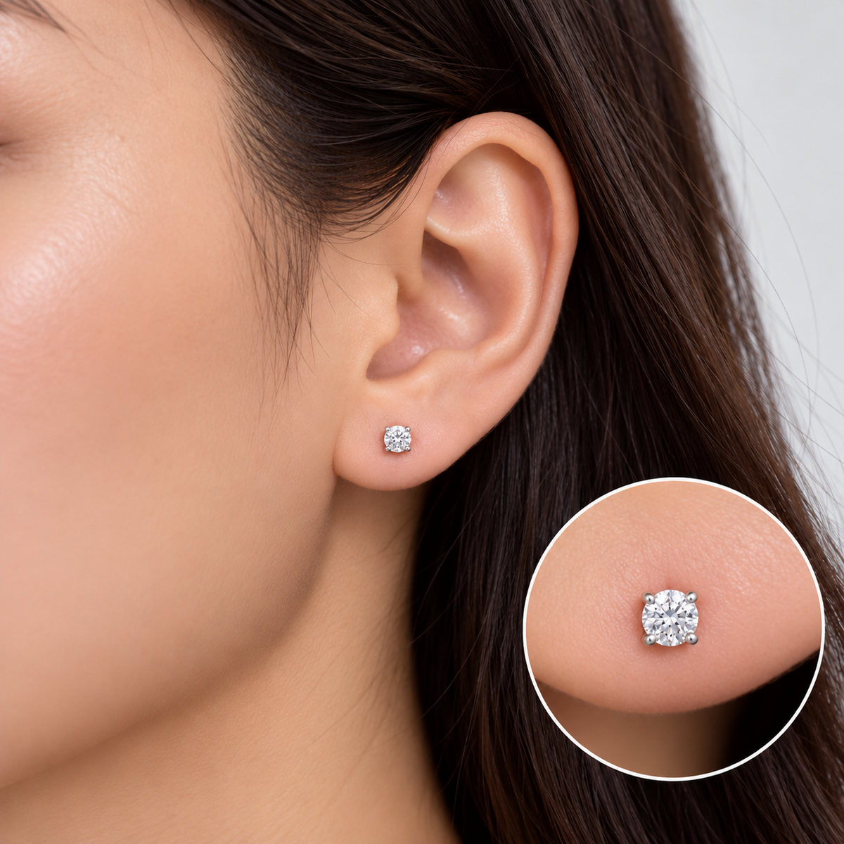 Diamond Solitaire Stud Earrings 18ct White Gold 0.50ctw Real Mined Diamonds