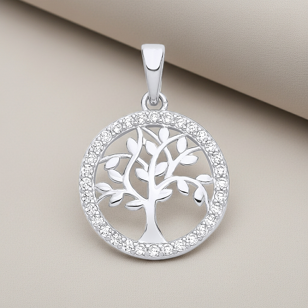 Tree of Life Pendant Solid Sterling Silver 925 Hallmark 18" Chain